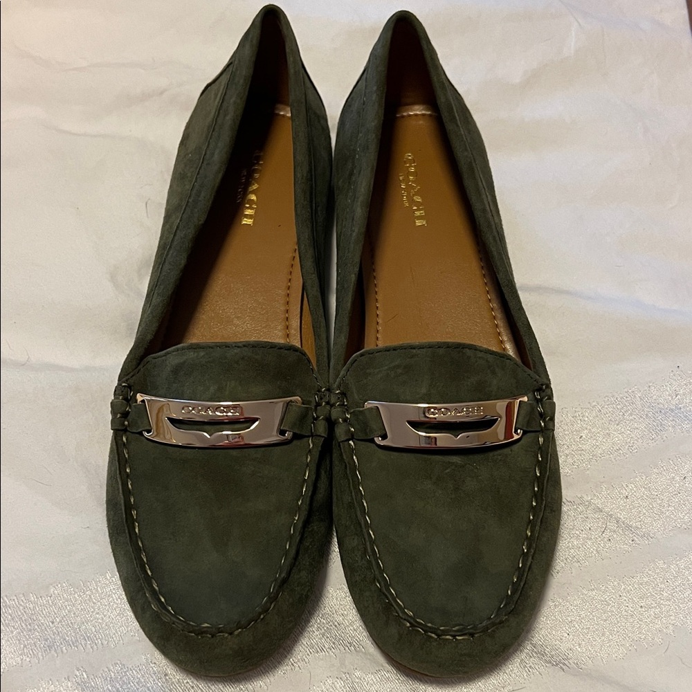 Coach Olympia Suede Loafer Flats - Surplus Olive Green Size 9.5